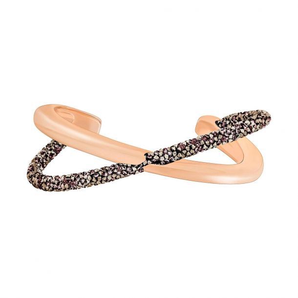 Swarovski Crystal Crystaldust Multi Colored Cross Cuff Rose Gold Plated REEDS Jewelers