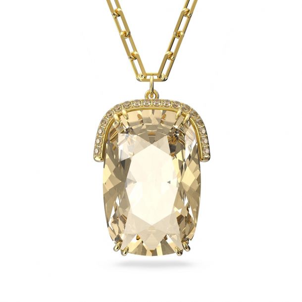 Swarovski Crystal Harmonia Pendant Necklace Yellow Oversized Crystals Gold Tone Plated