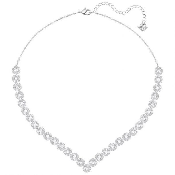 【人気ショップが最安値挑戦！】 Swarovski Crystal Large White Angelic Square Rhodium-Plated アクセサリー