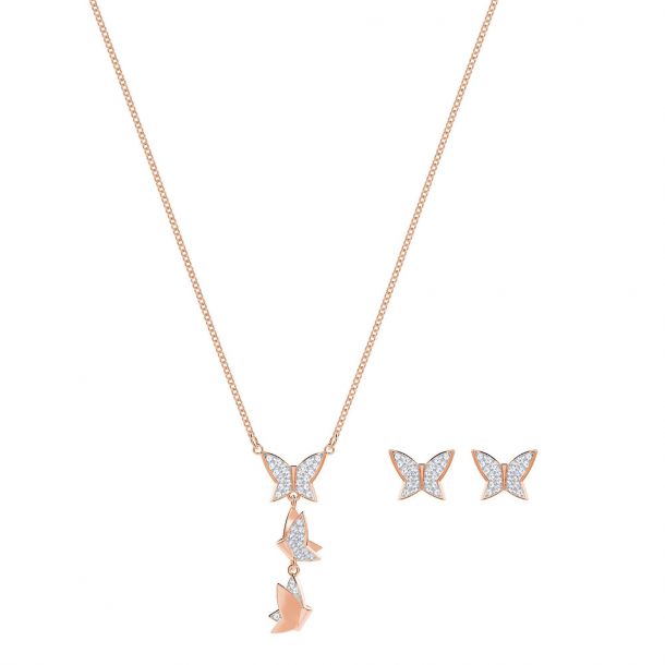 Swarovski rose gold butterfly necklace sales