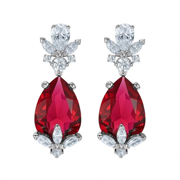 Swarovski Crystal Louison Scarlet Red Drop Earrings