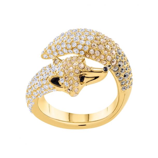Swarovski Crystal March Fox Gold Plated Ring Size 7