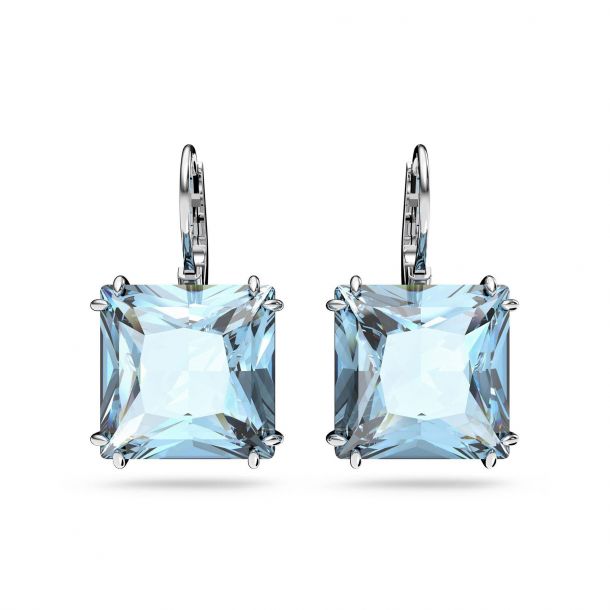 Swarovski Crystal Millenia Rhodium Plated Aqua Drop Earrings