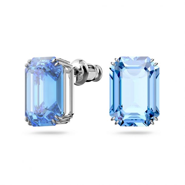 Megalopolis dak gokken Swarovski Crystal Millenia Stud Earrings | Blue Octagon Cut Crystals |  Rhodium Plated | REEDS Jewelers