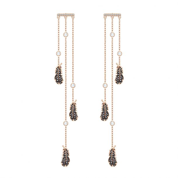 Swarovski Crystal Naughty Black and White Chandelier Earrings Rose Gold Tone