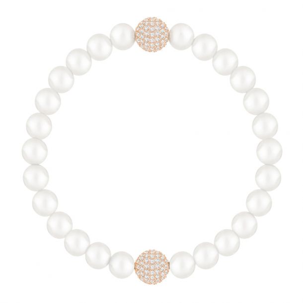 Swarovski Remix Collection Rose Gold Tone White Crystal Pearl Strand
