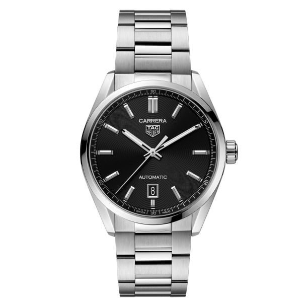 TAG Heuer CARRERA Calibre 5 Automatic Black Dial Stainless Steel Watch 39mm WBN2110.BA0639 REEDS Jewelers