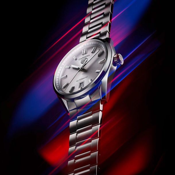 Tag heuer carrera calibre 5 silver dial hotsell
