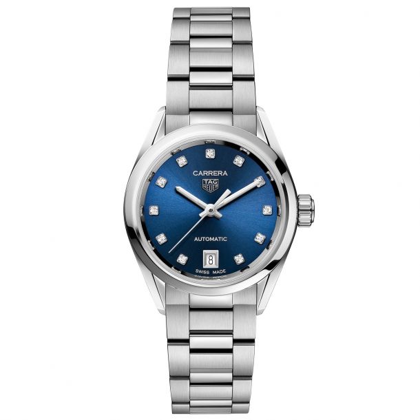 Tag heuer carrera ladies 39mm quartz blue dial watch on sale