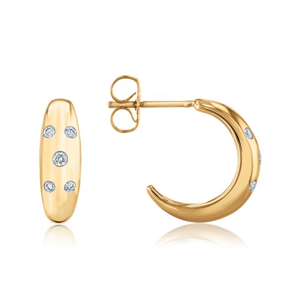 The Little Prince 1 10ctw Diamond Yellow Gold Huggie Hoop Earrings REEDS Jewelers