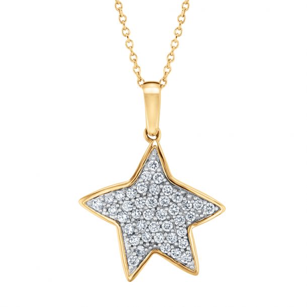 The Little Prince 1 3ctw Diamond Star Two Tone Pendant Necklace