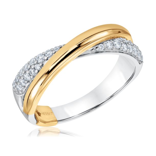 Two tone crossover ring discount