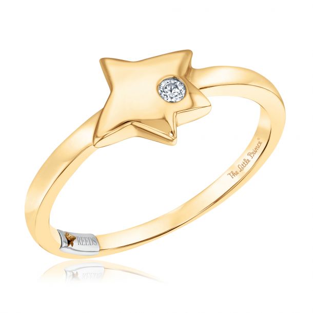 The Little Prince Diamond Accent Puffed Star Yellow Gold Ring