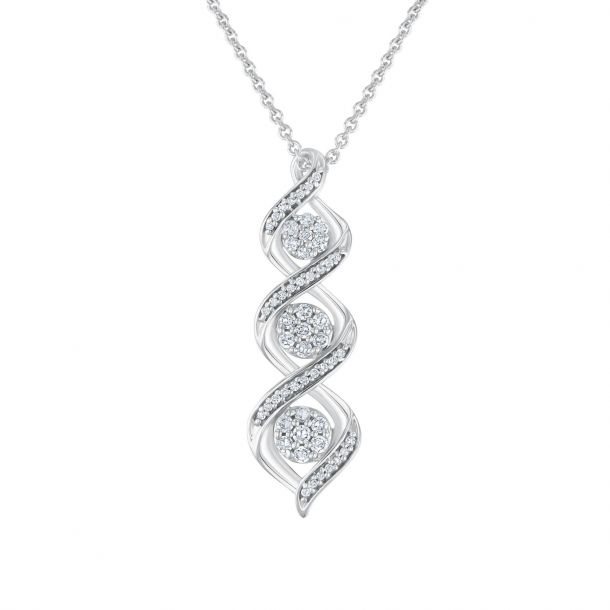 Triple diamond pendant necklace on sale