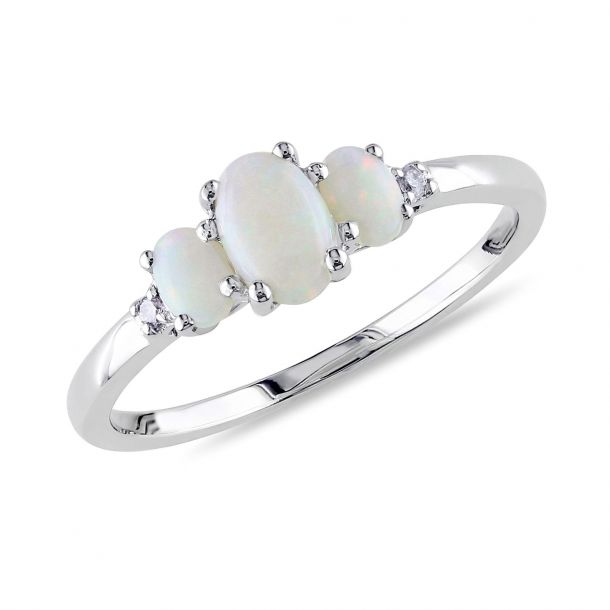 Three Stone Opal and White Gold Ring REEDS Jewelers
