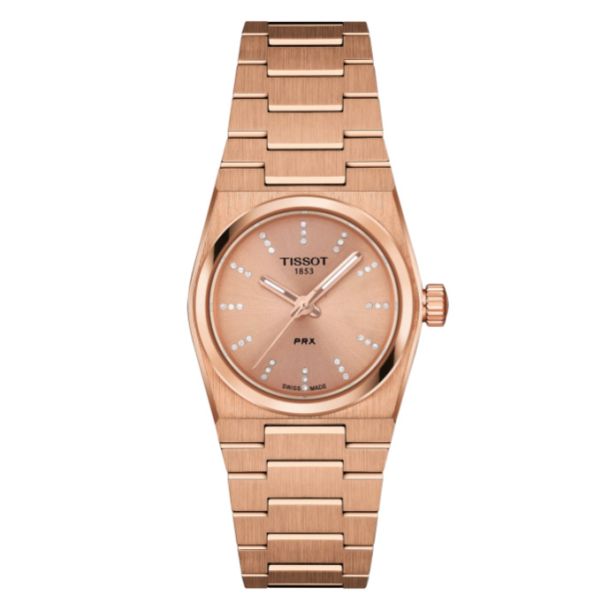 Tissot PRX 25mm Nude Diamond Dial Carnation Gold PVD Stainless Steel Bracelet Watch T1370103350600