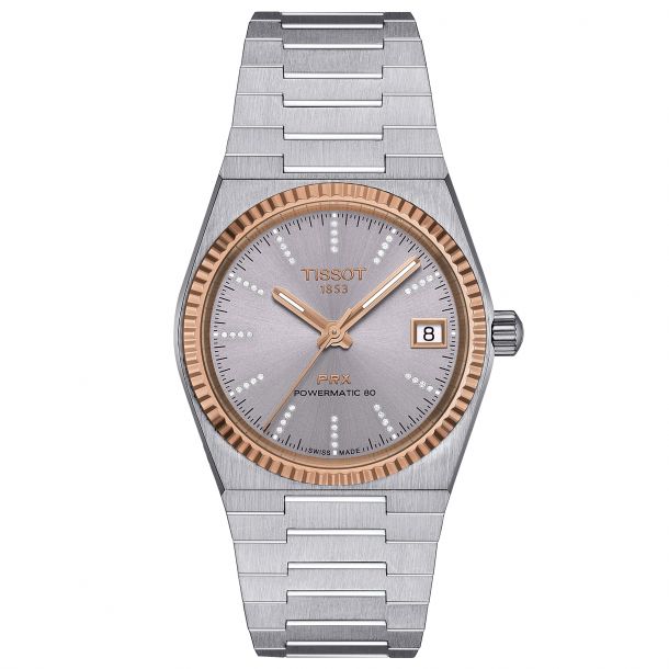 Tissot PRX POWERMATIC Stainless Steel and Rose Gold Bezel Watch | 35mm |  T9312074133600
