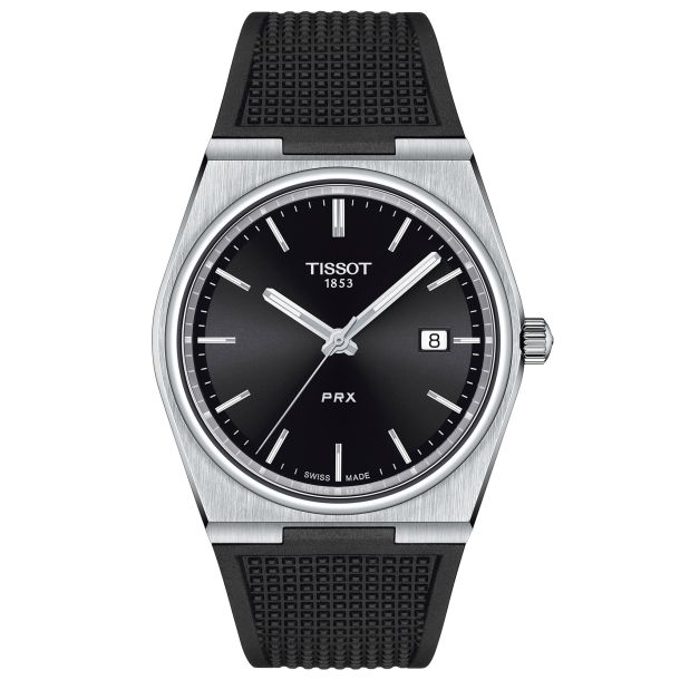 Tissot PRX Quartz Black Dial Black Rubber Strap Watch | 40mm |  T1374101705100
