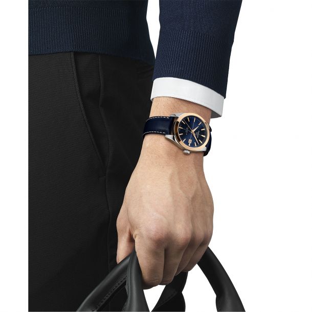 Tissot T-Gold Gentleman Powermatic 80 Silicium Blue Leather