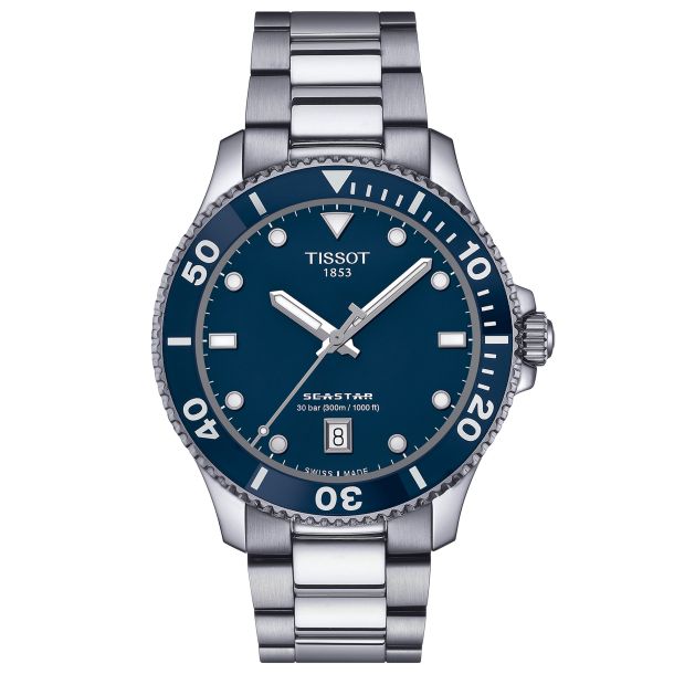 Tissot T Sport Seastar 1000 Quartz Diver Blue Dial Stainless Steel Bracelet Watch 40mm T1204101104100 REEDS Jewelers