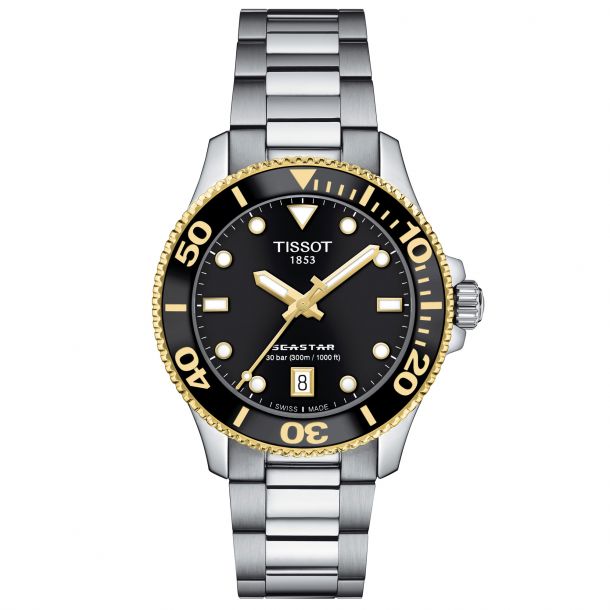 Tissot T Sport Seastar 1000 Quartz Diver Stainless Steel Bracelet Watch 36mm T1202102105100
