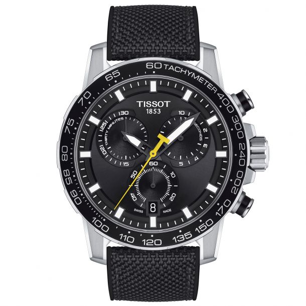 Tissot T Sport Supersport Quartz Chrono Black Leather Strap Watch