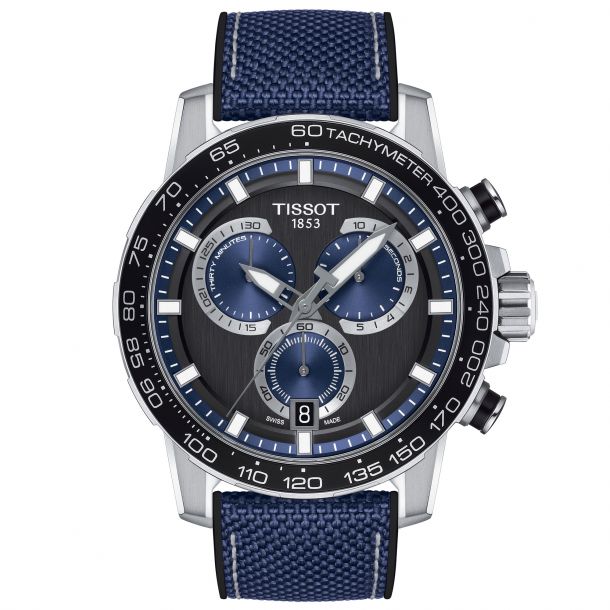 Tissot blue dial leather strap on sale