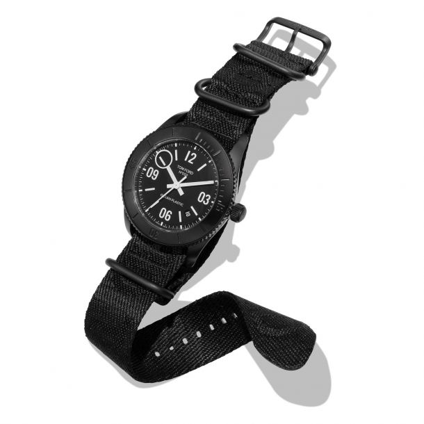 Tom Ford 002 Ocean Plastic Sport Automatic Black Jacquard Strap Watch |  43mm | TFT002-031