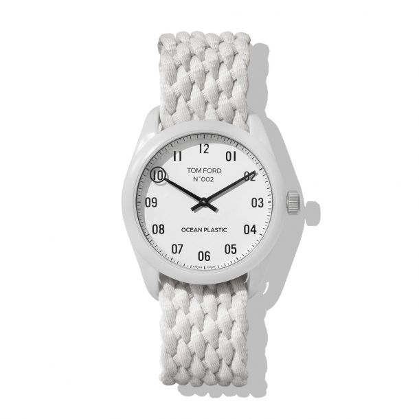 Tom Ford 002 Ocean Plastic White Braided Strap Watch 40mm TFT002 024