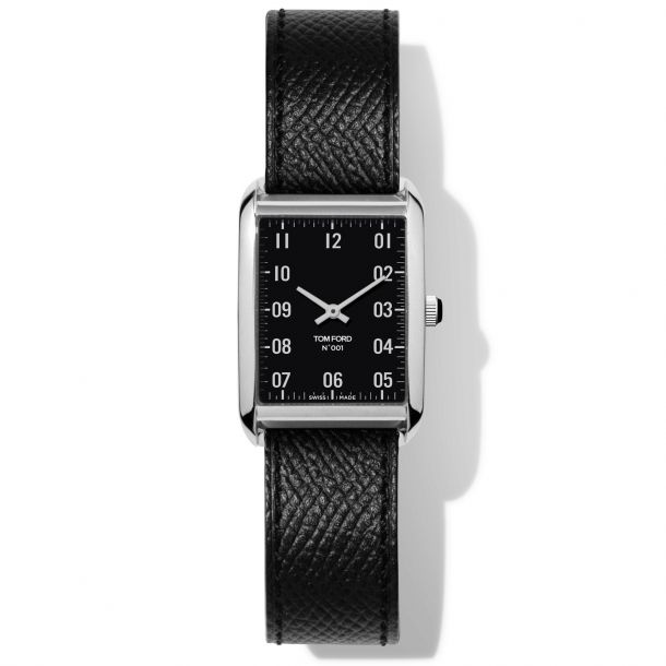 Tom Ford Medium 001 Stainless Steel Case with Black Pebble Grain Strap Watch 27x40mm TF0120144387