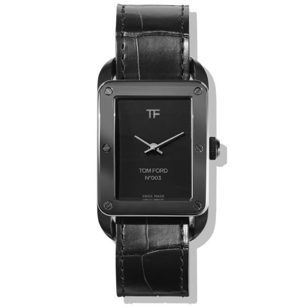 Tom Ford N.003 Black Dial and Black Leather Strap Watch | 31.5mmx53mm |  TF0120256686