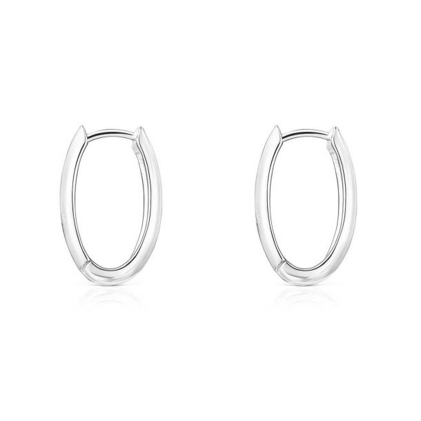 TOUS Basics Sterling Silver Oval Hoop Earrings, 20mm | REEDS Jewelers