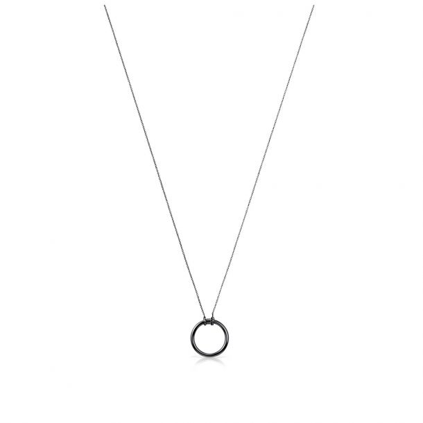 TOUS Dark Sterling Silver Plated Circle Necklace