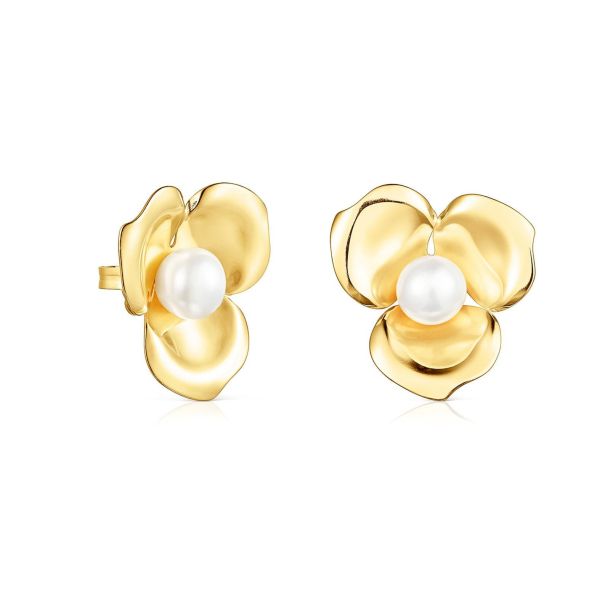 TOUS Fragile Nature Petals Gold-Plated Stud Earrings | REEDS Jewelers