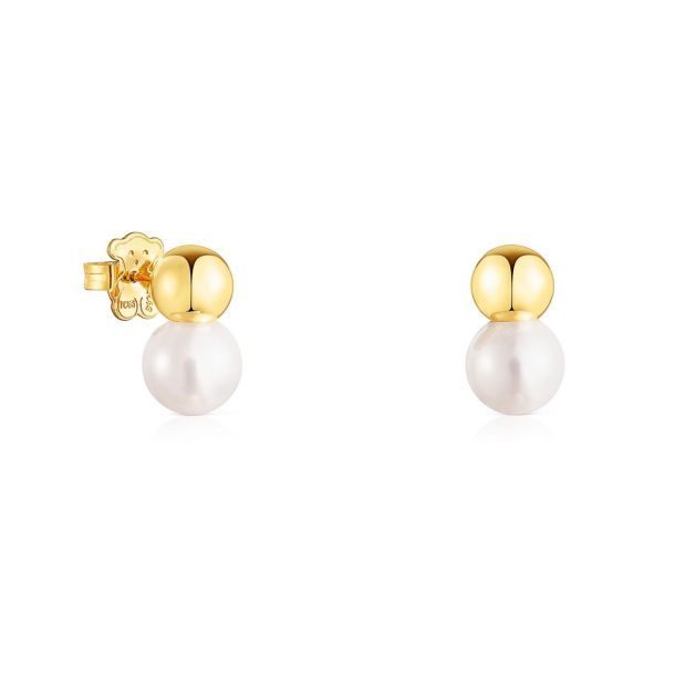 TOUS Gloss Gold-Plated Pearl Drop Earrings | REEDS Jewelers
