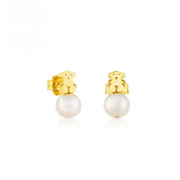 TOUS Gold Bear and Freshwater Cultured Pearl Earrings | REEDS Jewelers