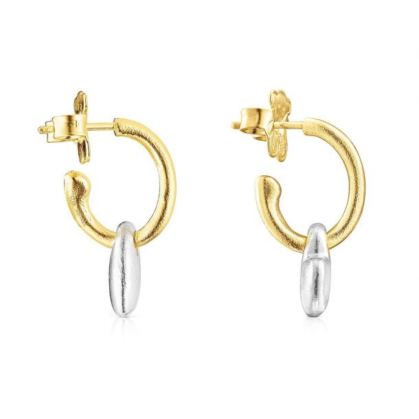 TOUS Luah Heart Two-Tone Earrings | 15.5mm | REEDS Jewelers