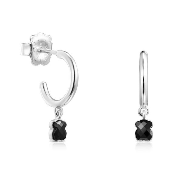TOUS Mini Onyx Sterling Silver Hoop Earrings | REEDS Jewelers