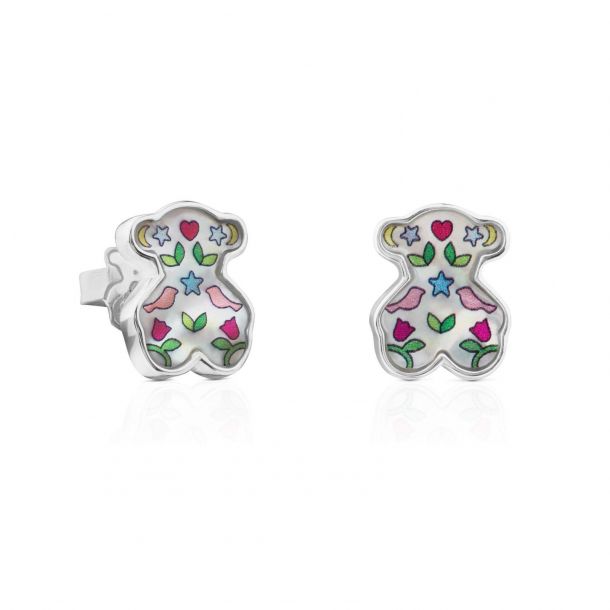 TOUS Mother of Pearl Power Sterling Silver Stud Earrings