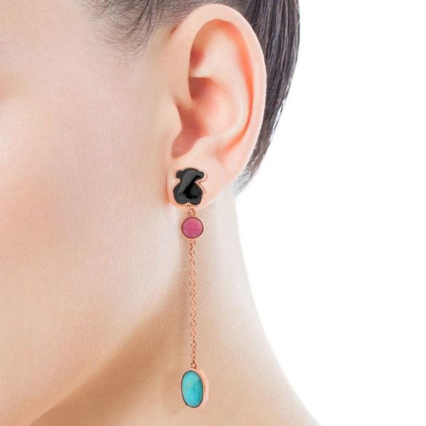 TOUS Motif Onyx, Rhondonite and Amazonite Drop Earrings | REEDS Jewelers