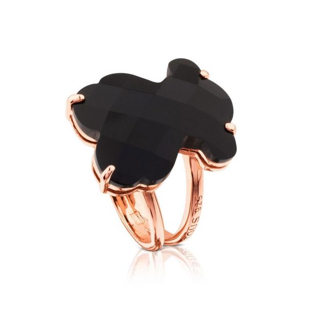 TOUS Black Onyx Bear Rose Gold Plated Ring Size 7