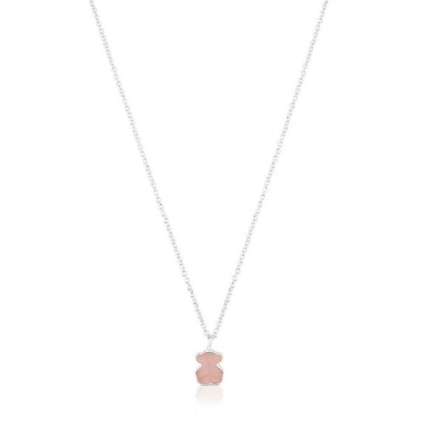 TOUS Pink Quartz Bear Sterling Silver Necklace REEDS Jewelers