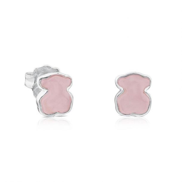 TOUS Pink Quartz Bear Sterling Silver Stud Earrings | REEDS Jewelers