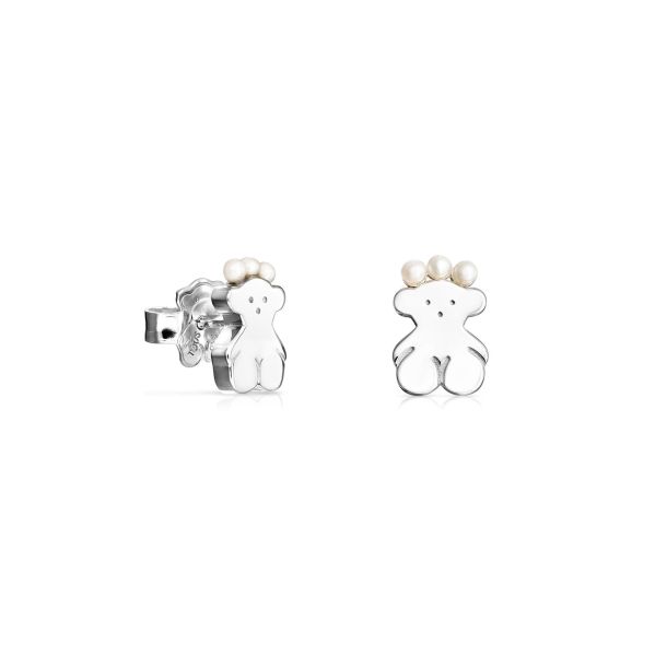 TOUS Real Sisy Sterling Silver and Freshwater Cultured Pearl Bear Earrings  | REEDS Jewelers