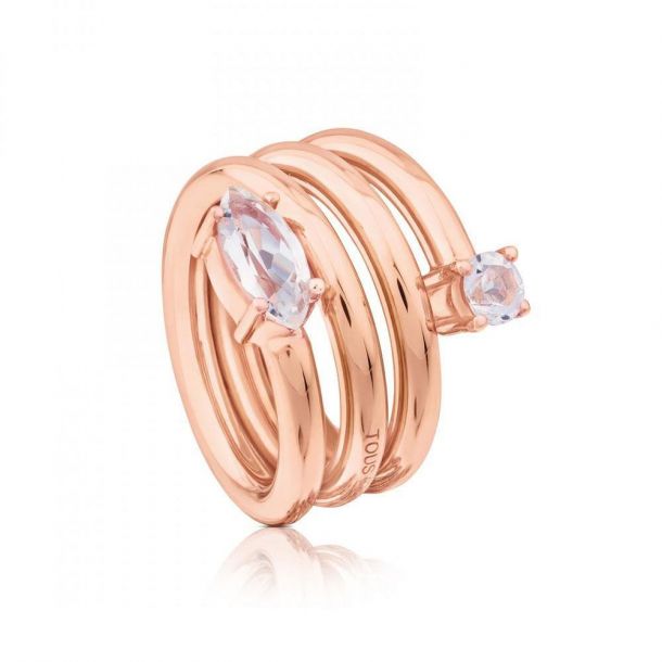 TOUS Rose Gold Plated Eklat Twisting Ring with Topaz REEDS Jewelers