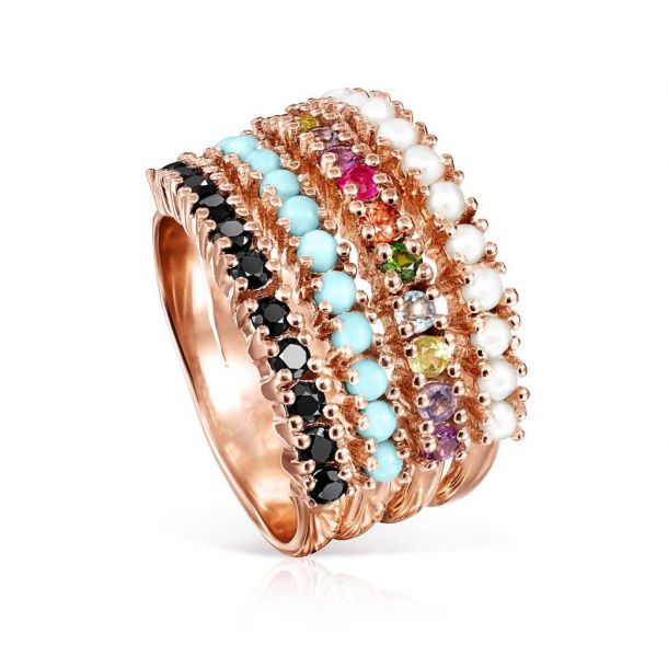 TOUS St. Valentine Rainbow Gemstone 4 Row Wide Ring - Size 7 | REEDS  Jewelers