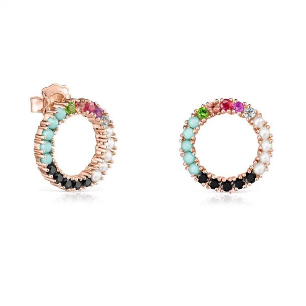 TOUS St. Valentine Rainbow Gemstone Circle Stud Earrings | REEDS Jewelers