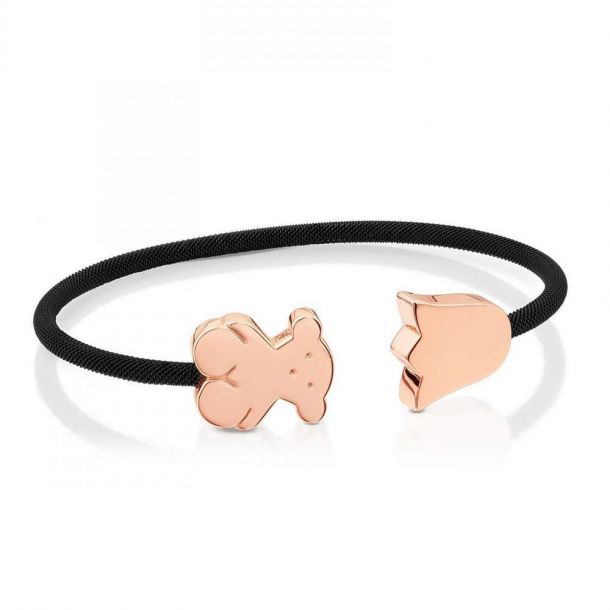 TOUS Steel and Rose Gold-Plated Bear and Flower Mesh Cuff Bracelet | REEDS  Jewelers