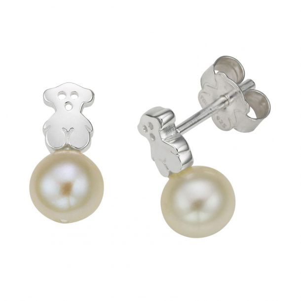 TOUS Sterling Silver Icon Bear Earrings with Freshwater Cultured Pearl |  REEDS Jewelers