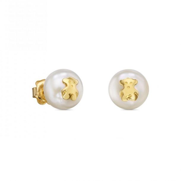 TOUS Sweet Dolls Freshwater Cultured Pearl and Gold Bear Stud Earrings |  REEDS Jewelers